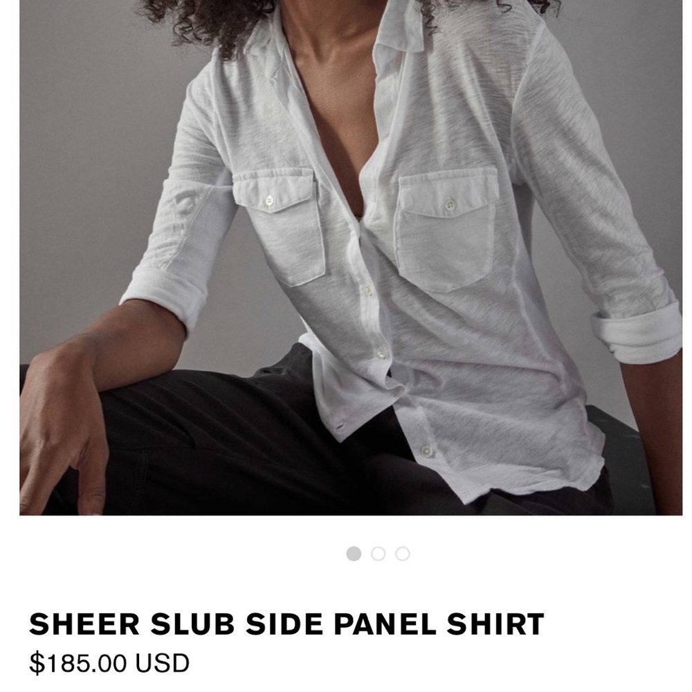 James Perse White Button Down Shirt - cotton